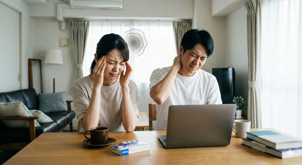 【頭痛の基礎知識】デスクワークや自律神経の乱れからくる慢性的な頭痛に悩む日本人男女のアイキャッチ画像