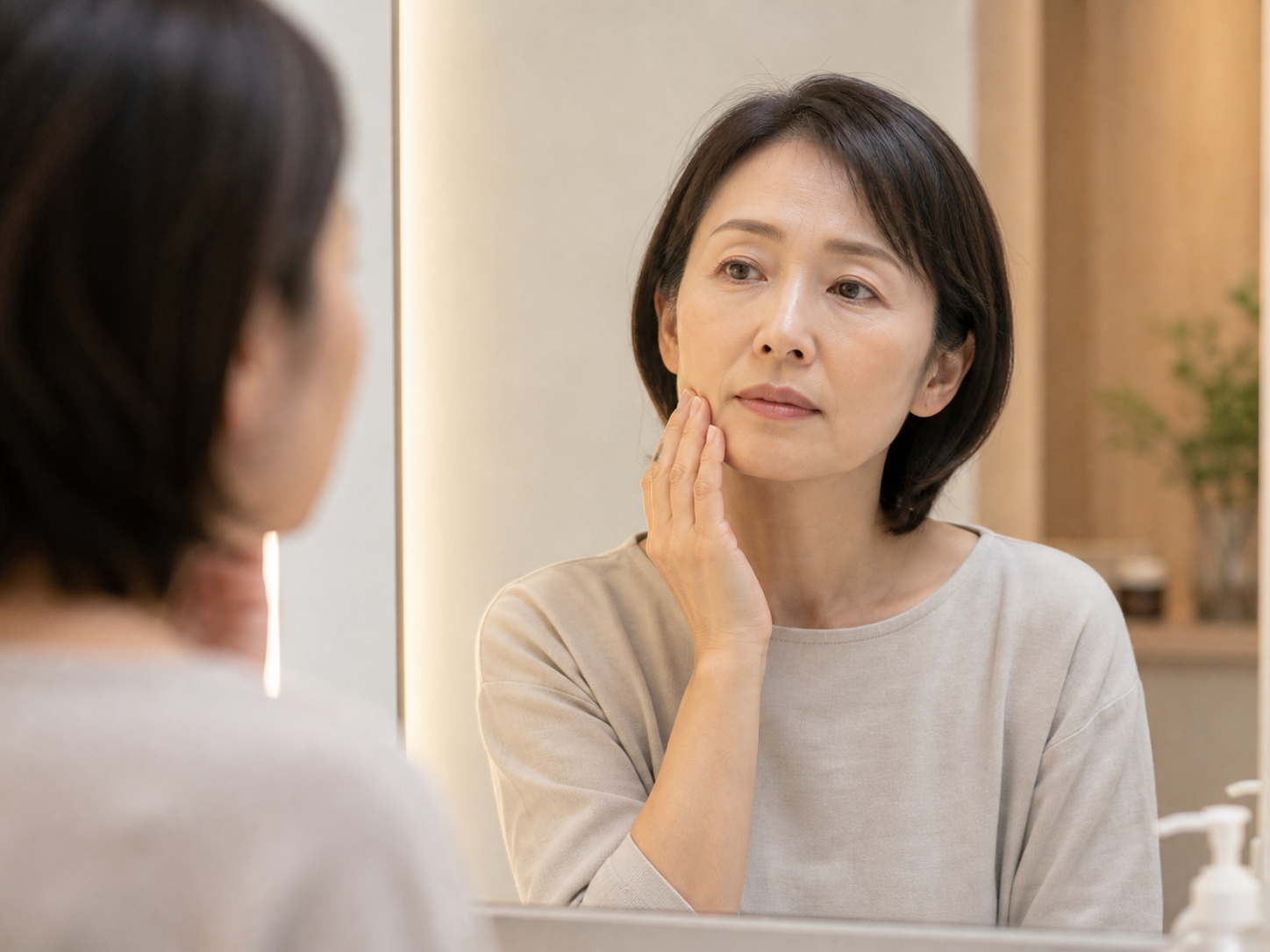 たるみによる日常のつらさを感じる人のイメージ