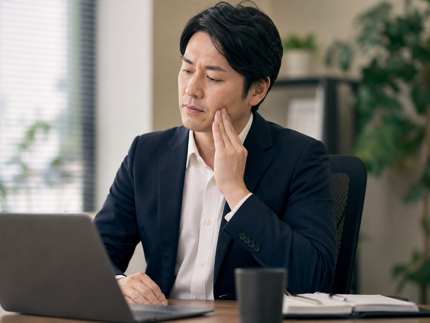 食いしばりによる日常のつらさを感じる人のイメージ